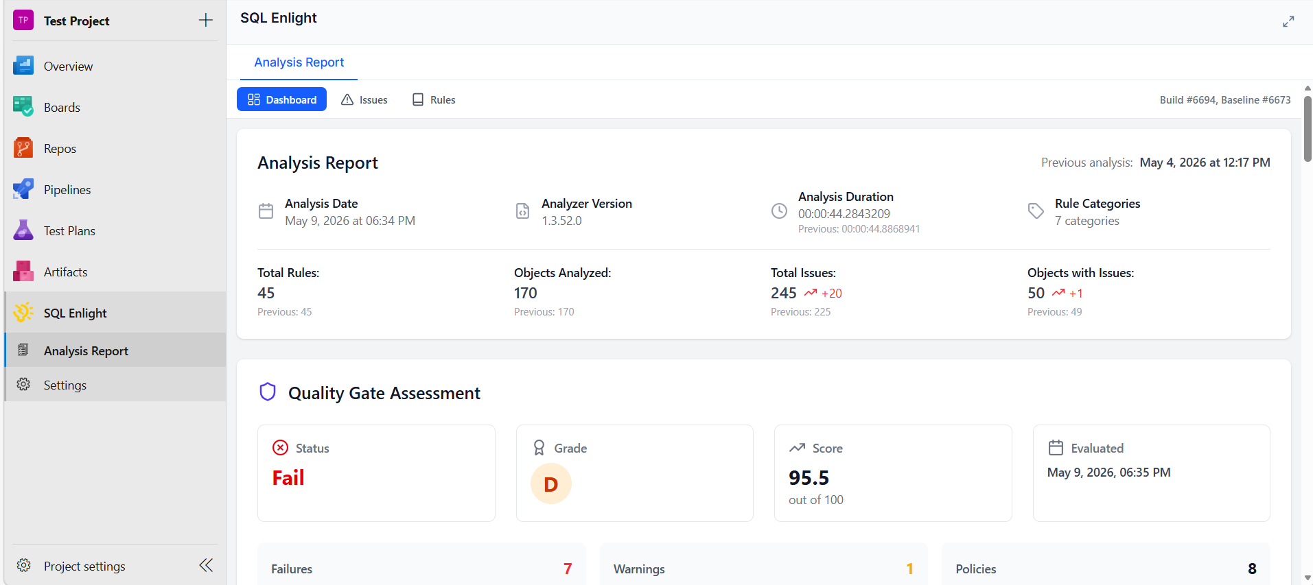 SQL Enlight analysis report hub