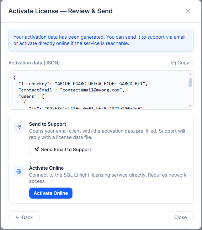 SQL Enlight activation review step
