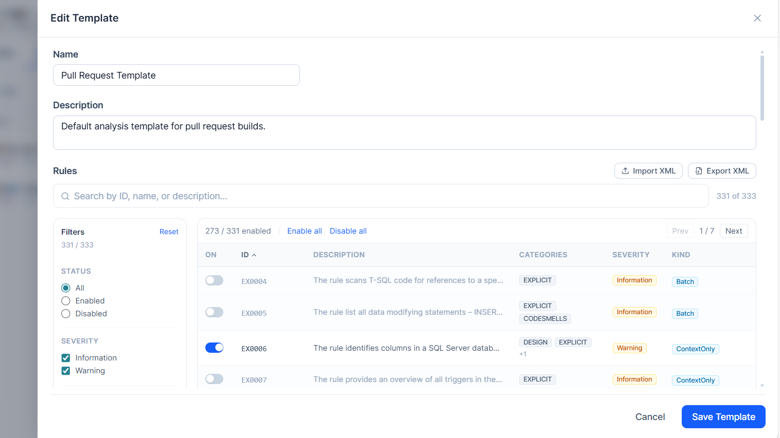 SQL Enlight analysis template editor